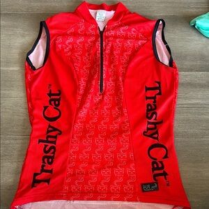 Trashy Cat Red Sleeveless Cycling Jersey